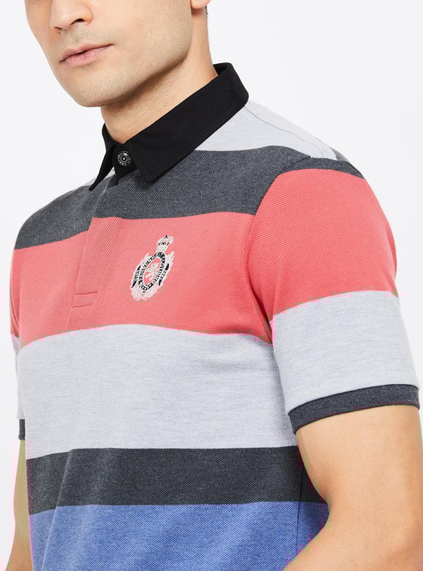 FAHRENHEIT Striped Slim Fit Polo T-shirt