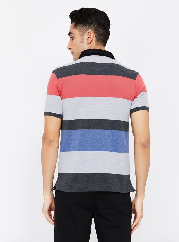 FAHRENHEIT Striped Slim Fit Polo T-shirt
