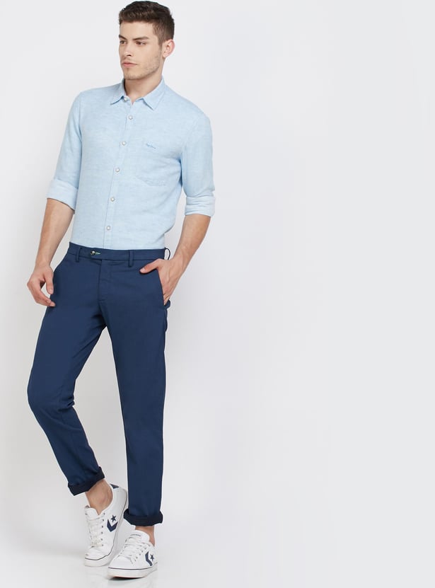 ALLEN SOLLY Solid Smart Slim Chinos