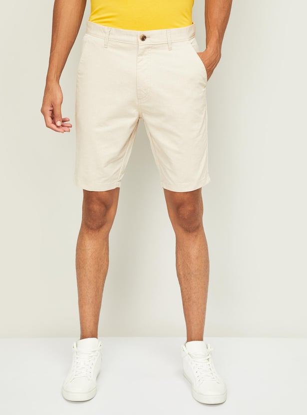 T-BASE Men Solid Regular Fit Woven Shorts