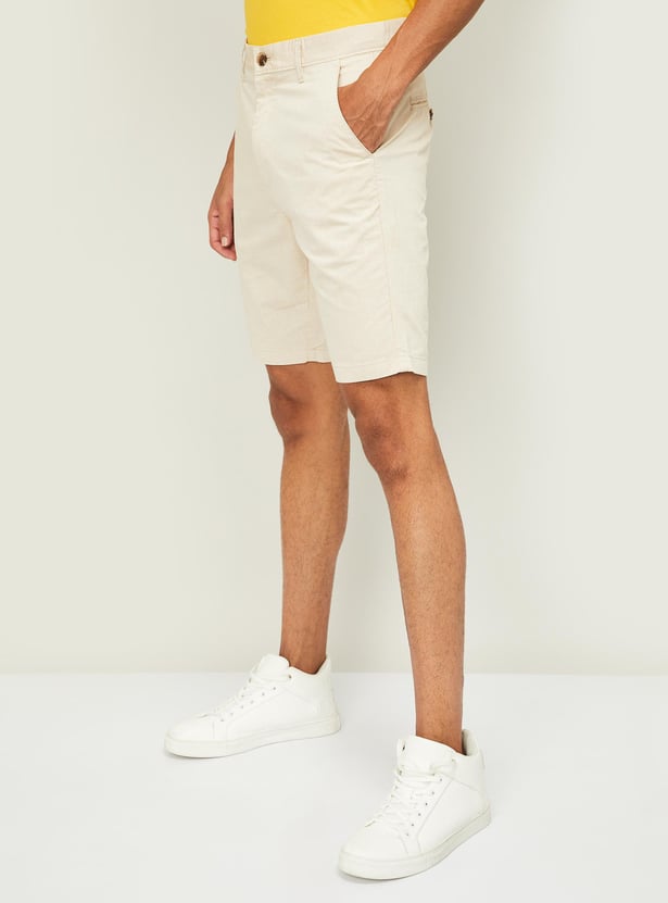 T-BASE Men Solid Regular Fit Woven Shorts