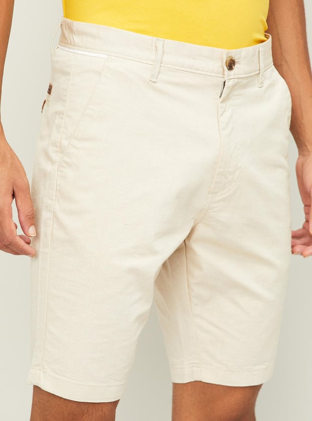 T-BASE Men Solid Regular Fit Woven Shorts