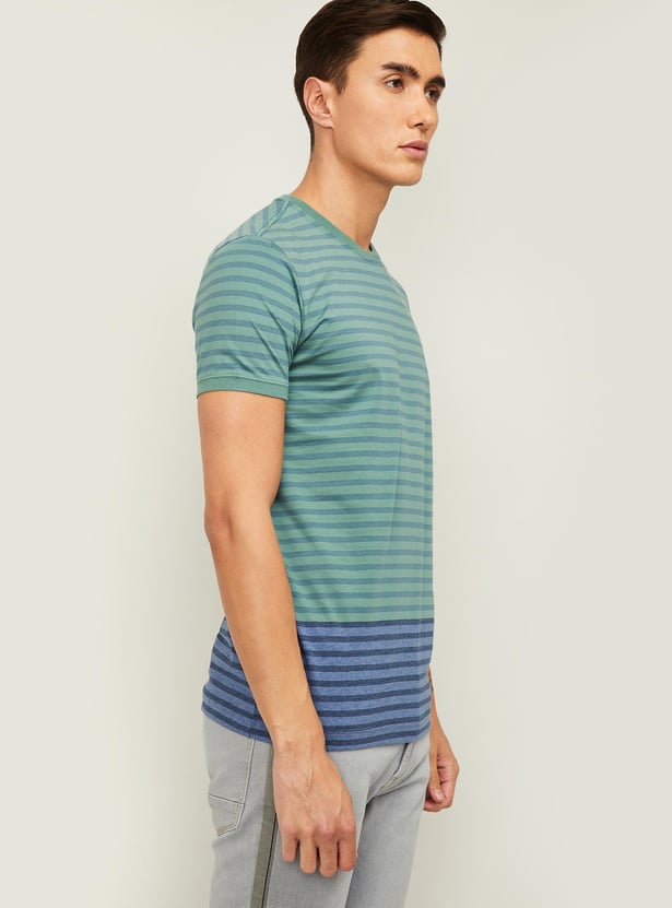 FAHRENHEIT Men Striped Regular Fit Crew Neck T-shirt