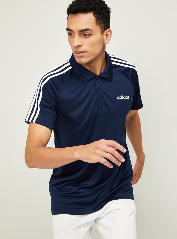 ADIDAS Men Striped Regular Fit Polo T-shirt