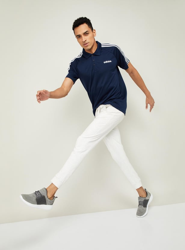 ADIDAS Men Striped Regular Fit Polo T-shirt