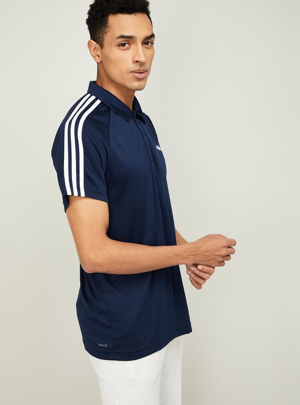 ADIDAS Men Striped Regular Fit Polo T-shirt