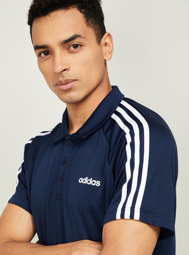 ADIDAS Men Striped Regular Fit Polo T-shirt