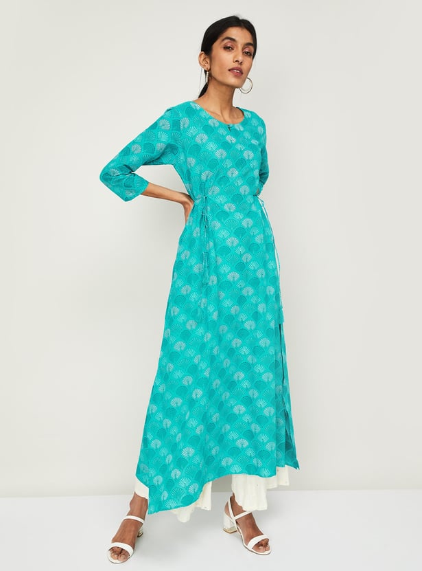 SPAN Women Printed Three-quarter Sleeves A-line Kurta