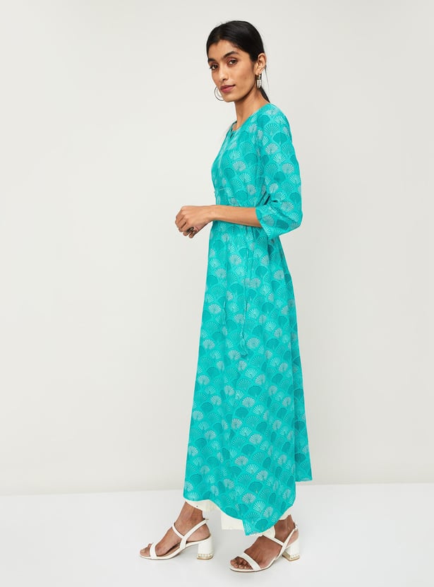 SPAN Women Printed Three-quarter Sleeves A-line Kurta