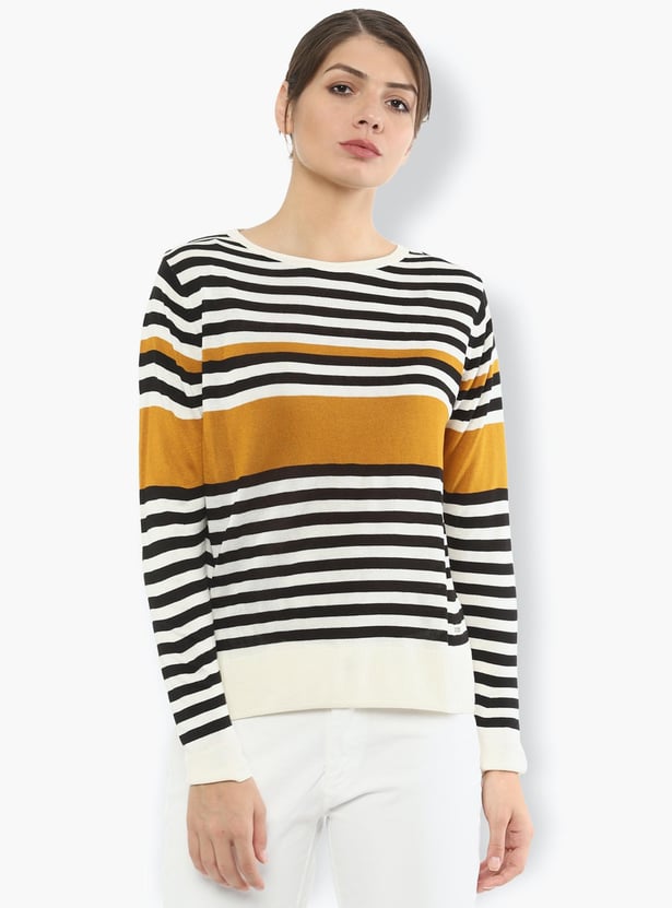 VAN HEUSEN Women Striped Round Neck Top