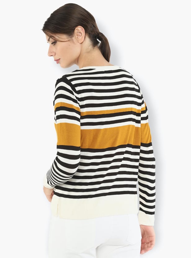 VAN HEUSEN Women Striped Round Neck Top
