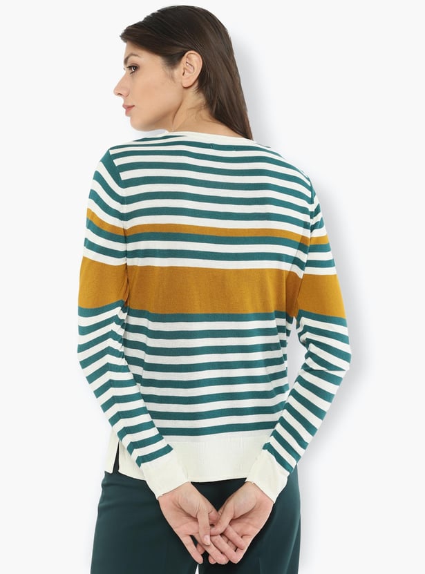 VAN HEUSEN Women Striped Round Neck Top