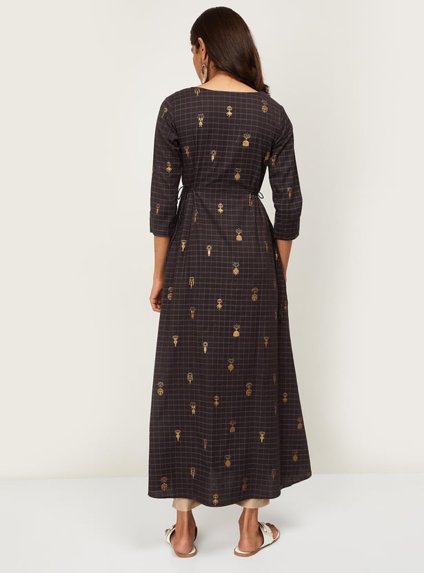 SPAN Women Checked A-Line Kurta