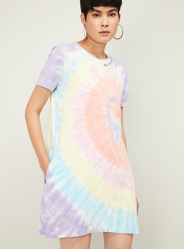 Pink tie dye t shirt dress best sale