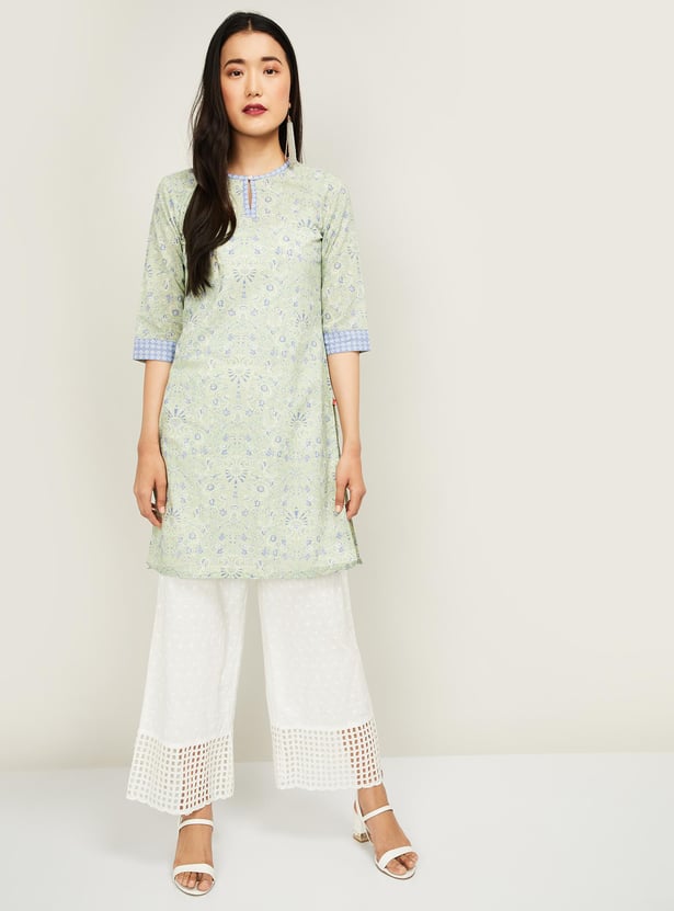 W Women Printed Round Neck Kurta