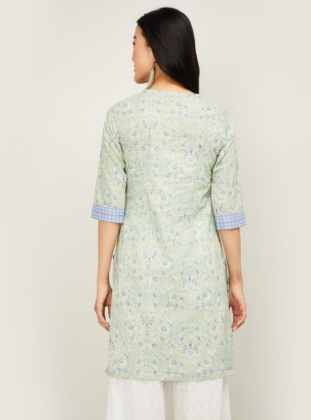 W Women Printed Round Neck Kurta