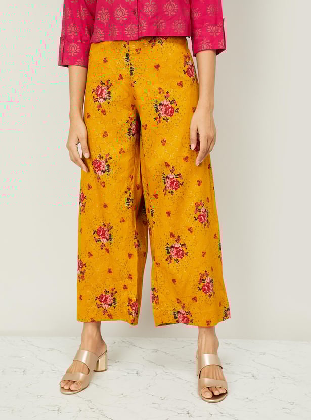 BIBA Women Floral Print Ankle-Length Palazzo Pants