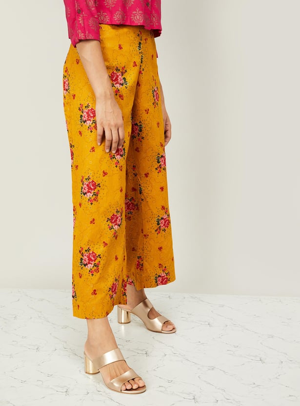 BIBA Women Floral Print Ankle-Length Palazzo Pants