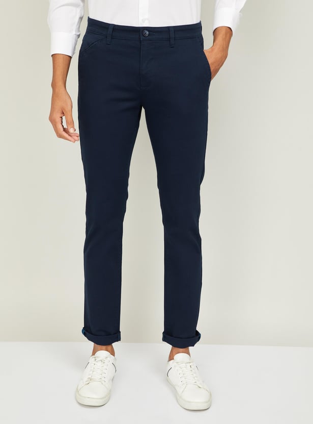 V DOT Men Solid Super Slim Fit Casual Trousers