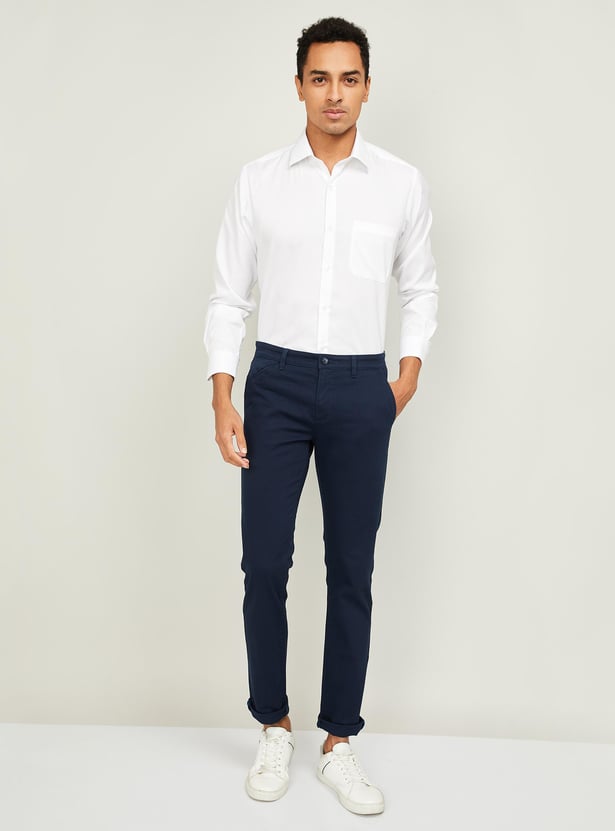 V DOT Men Solid Super Slim Fit Casual Trousers