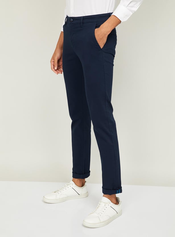 V DOT Men Solid Super Slim Fit Casual Trousers