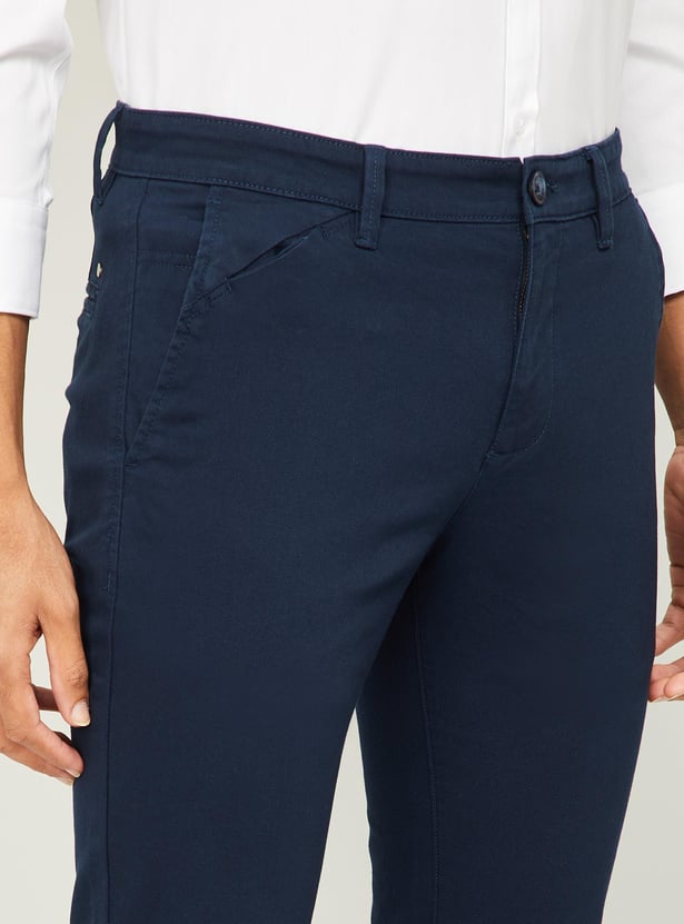 V DOT Men Solid Super Slim Fit Casual Trousers