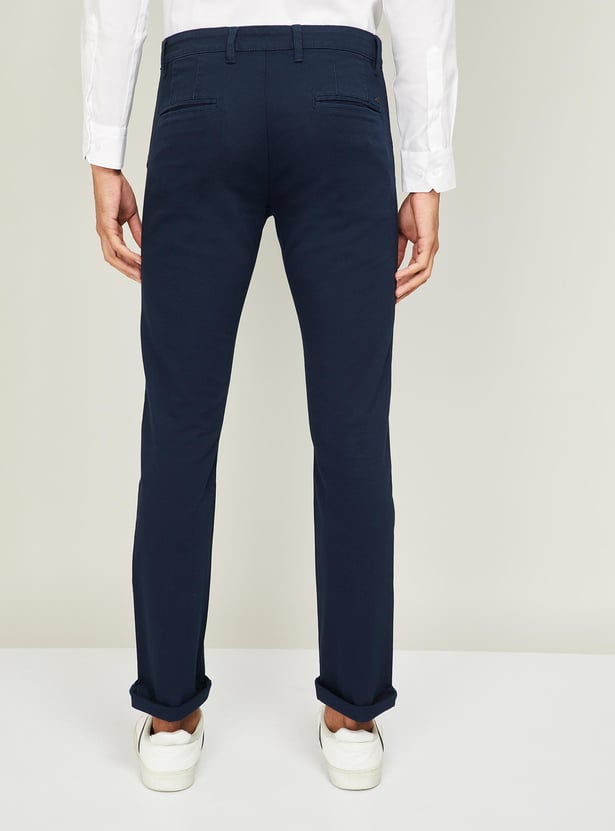 V DOT Men Solid Super Slim Fit Casual Trousers