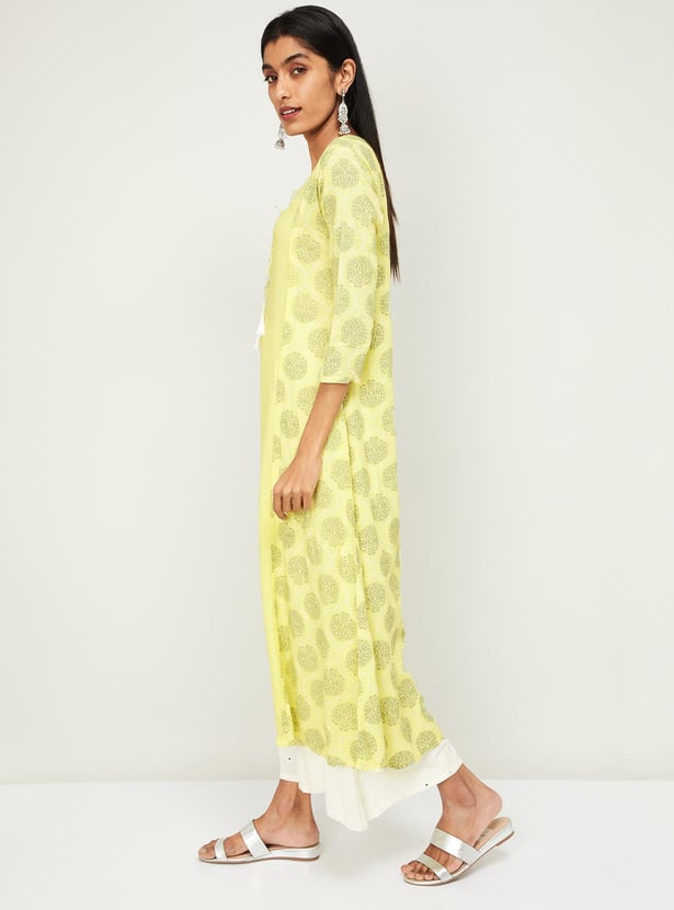 SPAN Women Printed Three-quarter Sleeves A-line Kurta
