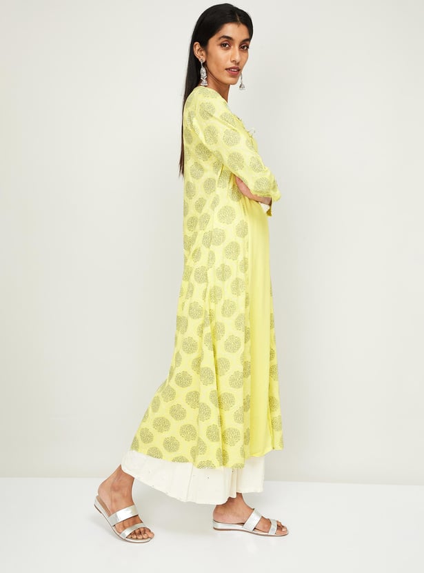 SPAN Women Printed Three-quarter Sleeves A-line Kurta