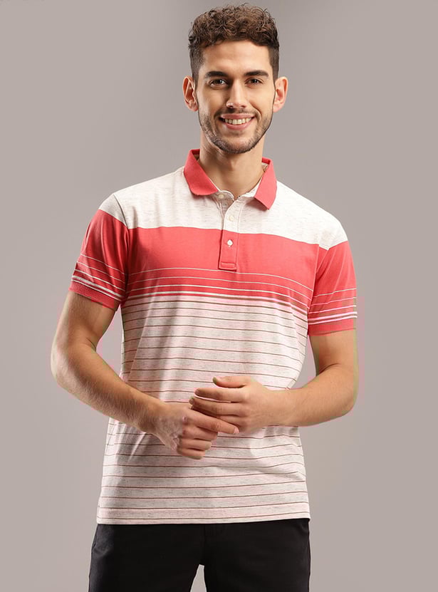 Buy TURMS Men Striped Stain-Repellent Polo T-shirt from Turms at