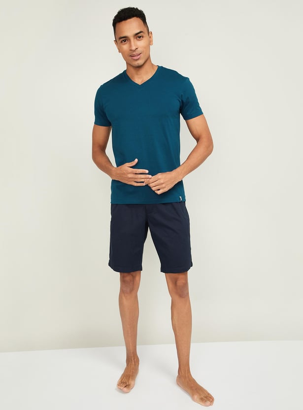 JOCKEY Men Solid Slim Fit V-Neck Lounge T-shirt