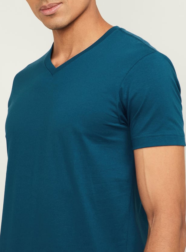 JOCKEY Men Solid Slim Fit V-Neck Lounge T-shirt