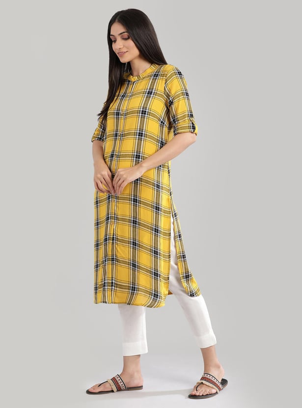 AURELIA Women Checked Straight Kurta