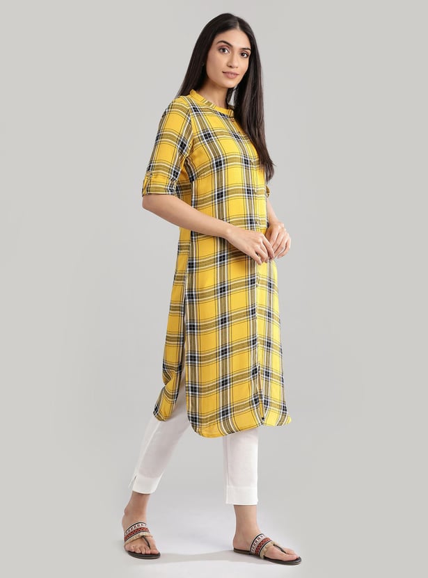 AURELIA Women Checked Straight Kurta