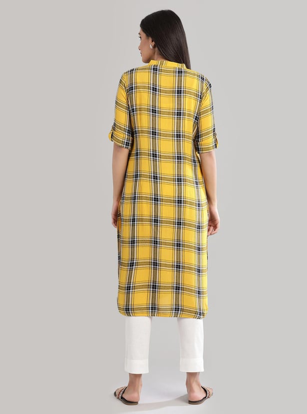 AURELIA Women Checked Straight Kurta
