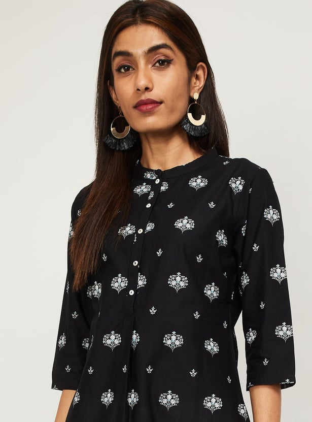 W Women Printed Three-Quarter Sleeves Straight Kurta