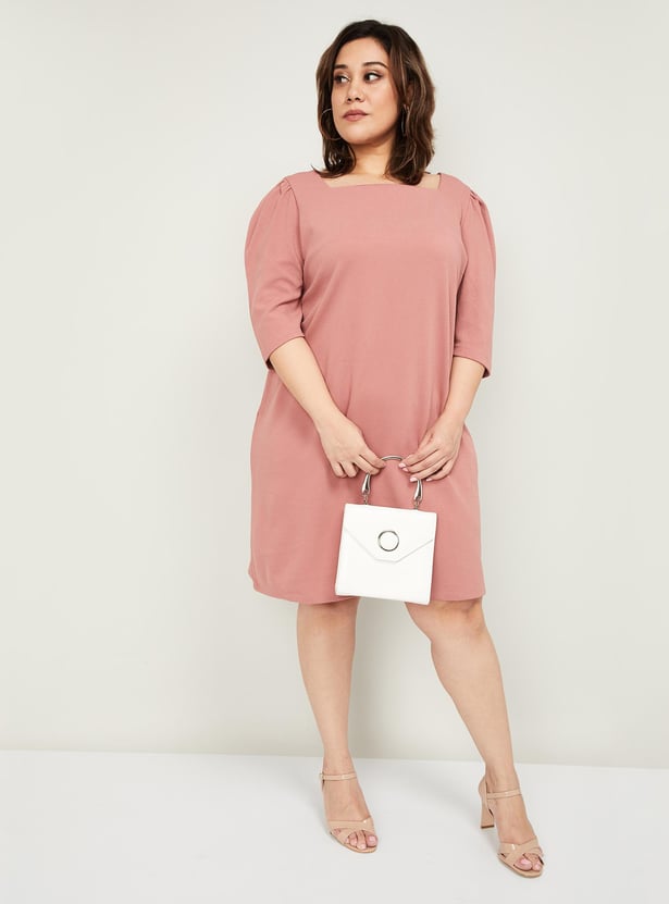 Buy NEXUS Women Solid Plus-Size Shift Dress from Nexus at just INR