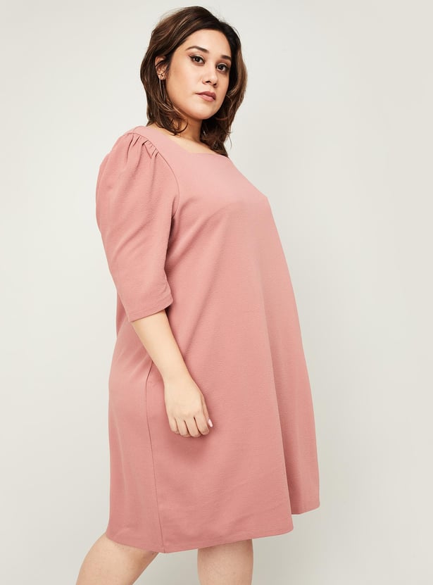 Buy NEXUS Women Solid Plus-Size Shift Dress from Nexus at just INR