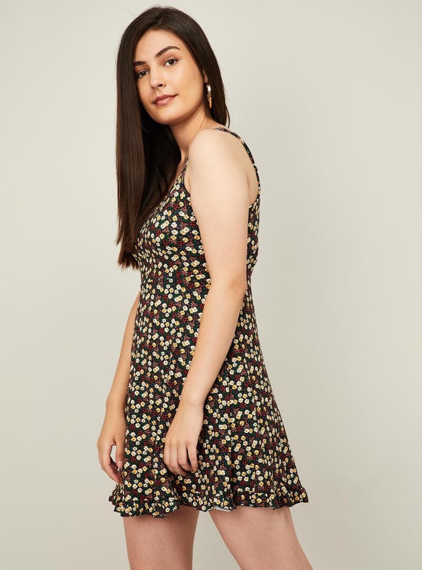 GINGER Women Floral Print Skater Dress