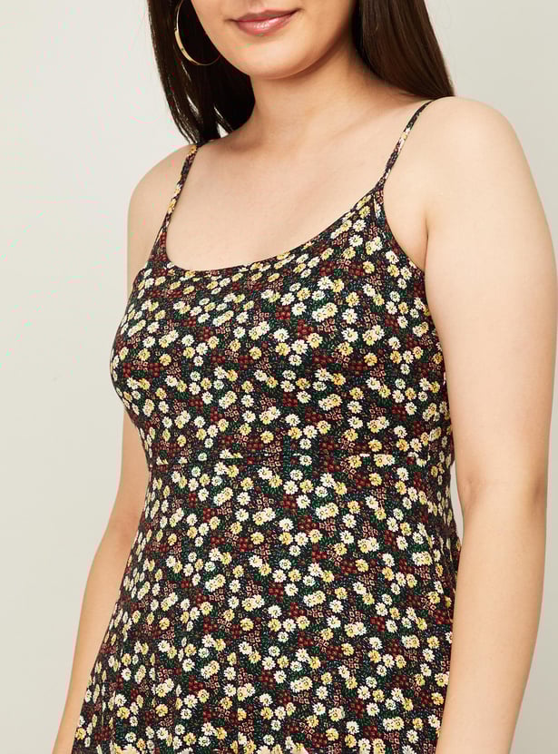 GINGER Women Floral Print Skater Dress