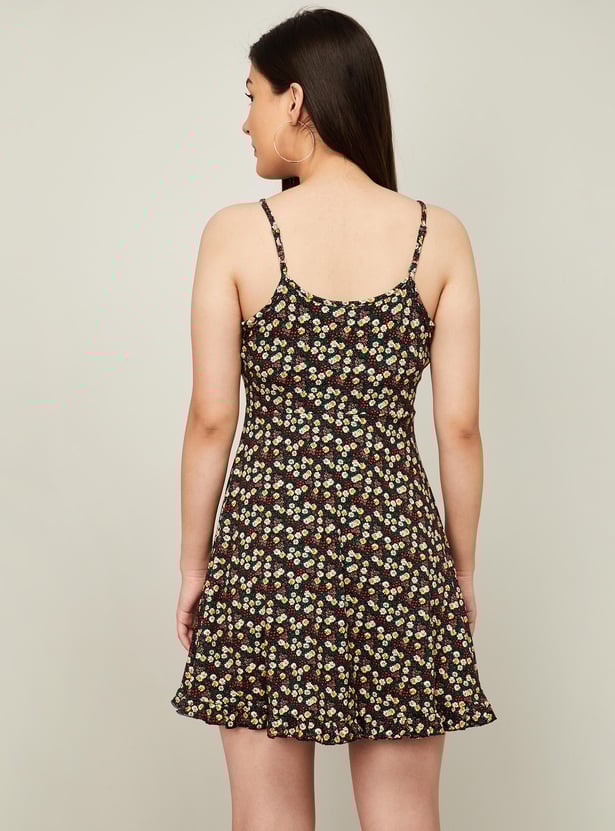 GINGER Women Floral Print Skater Dress