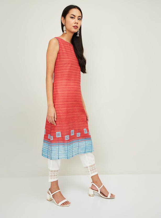 BIBA Women Printed Sleeveless Kurta