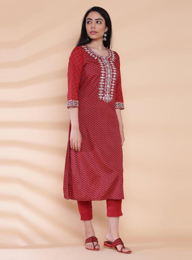 BIBA Women Printed Straight Kurta