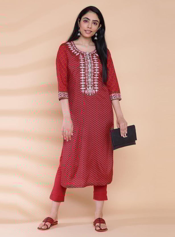 BIBA Women Printed Straight Kurta