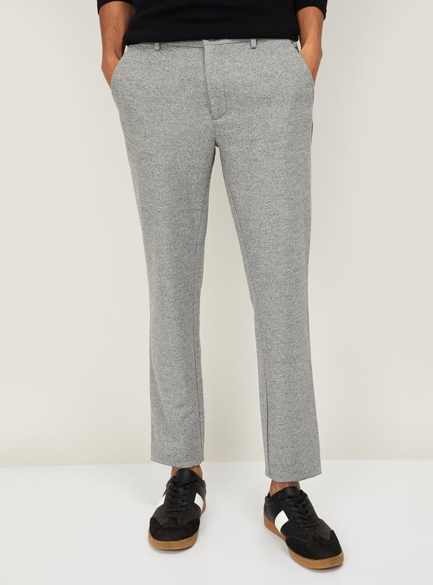 UNITED COLORS OF BENETTON Men Textured Slim Tapered Casual Trousers