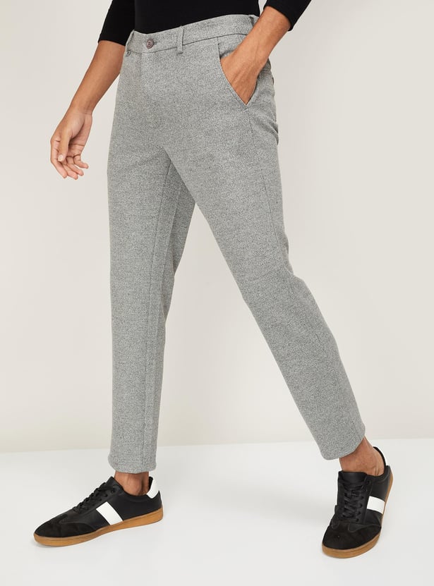UNITED COLORS OF BENETTON Men Textured Slim Tapered Casual Trousers
