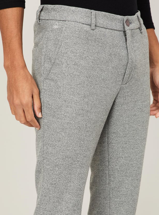 UNITED COLORS OF BENETTON Men Textured Slim Tapered Casual Trousers