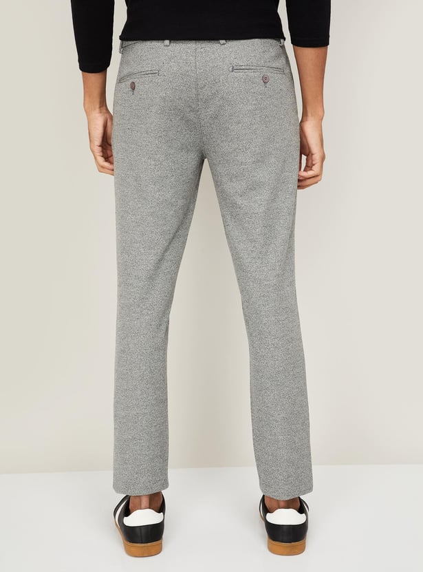 UNITED COLORS OF BENETTON Men Textured Slim Tapered Casual Trousers