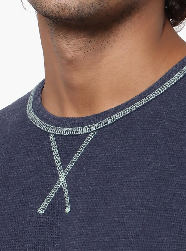 JACK & JONES Men Textured Crew Neck T-shirt