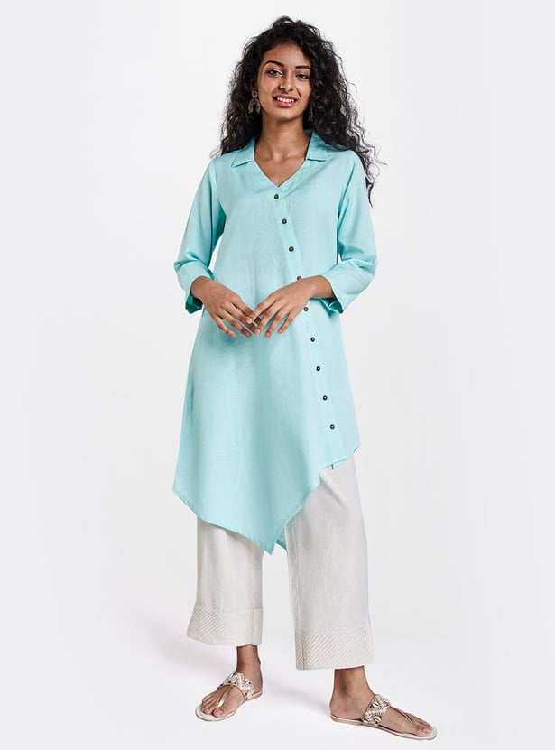 GLOBAL DESI Women Solid Tunic with Asymmetric Hem